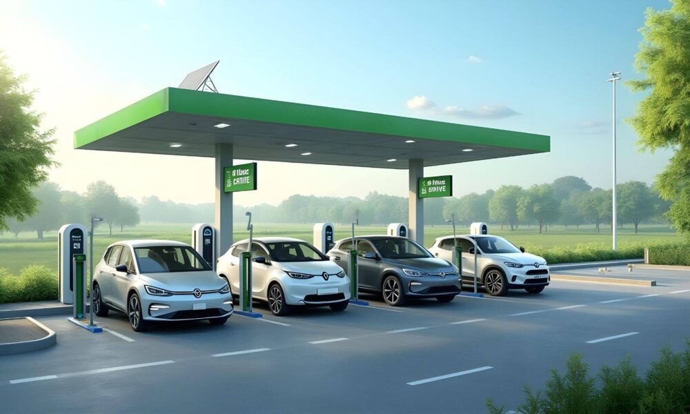 EV charging station with clear signage for electric vehicles in India under the PM E-DRIVE initiative